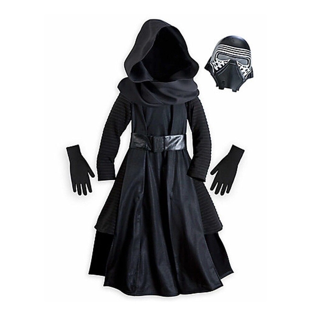 Disney Store Kylo Ren Costume Force Awakens Boys Mask Star Wars Hooded S 5/6 NEW